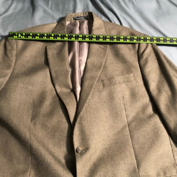Chaps Mens Blazer Jacket Size 46R Gray Wool-Blend Double Button Workwear Brown - Picture 10 of 16